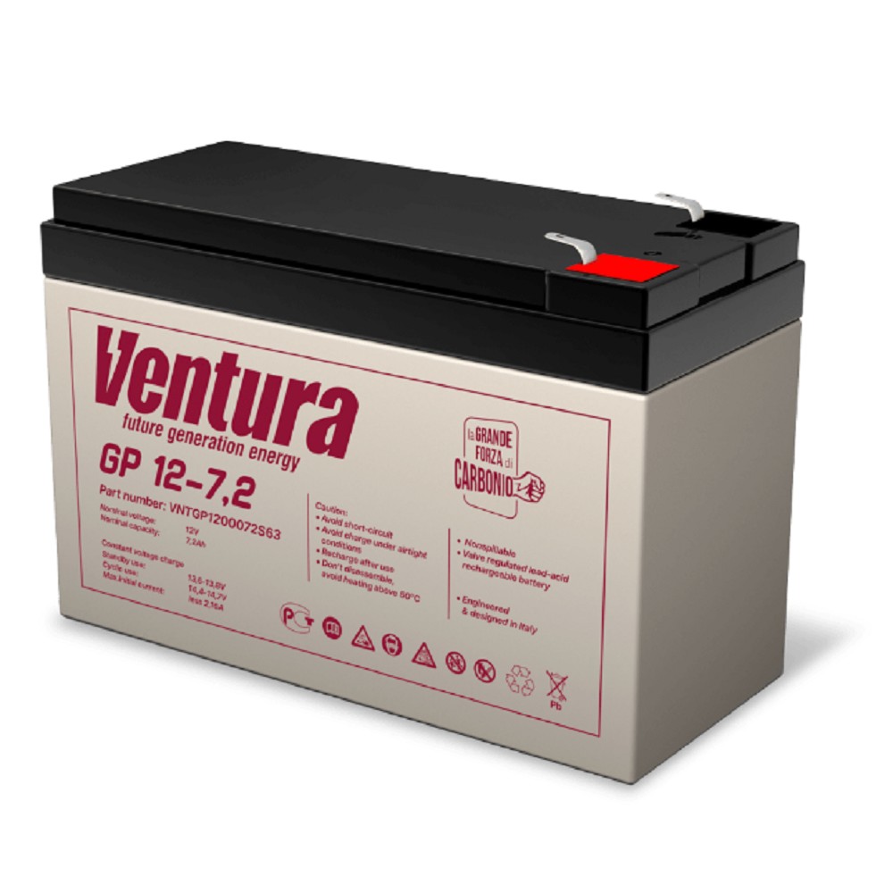 АКБ Ventura GP 12-7,2 12V/7,2Ah {S63 (F2), ДхШхВ 151х65х100мм, масса 2.1 кг, срок службы 6-9 лет} {Б0004565}